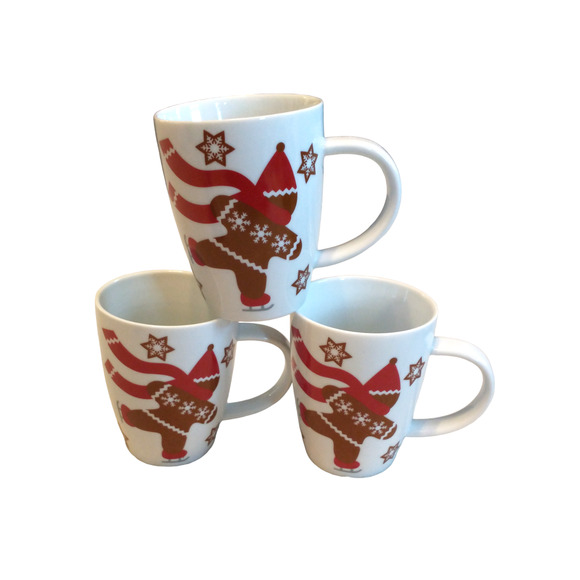 Crate & Barrel 3-Piece Skating Gingerbread Mugs Holiday Christmas Vacation Fun - Picture 3 of 8